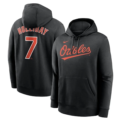 Sweat à capuche en molleton Nike Jackson Holliday pour homme, noir, avec nom et numéro du joueur des Baltimore Orioles