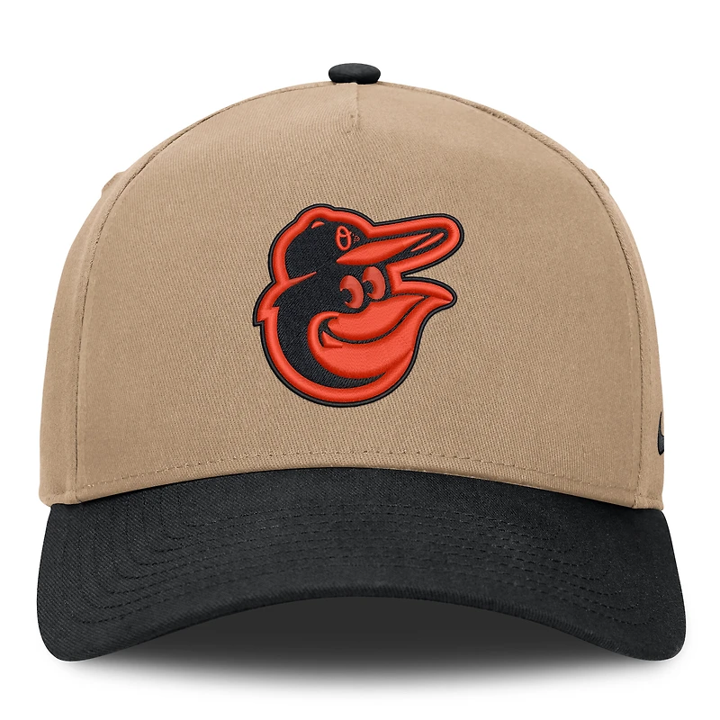 Casquette ajustable Nike Baltimore Orioles Rise kaki/noir pour homme