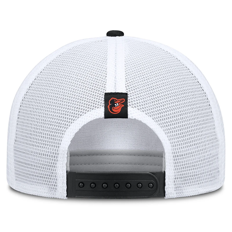 Casquette trucker ajustable Nike Baltimore Orioles Rise kaki/noir pour homme