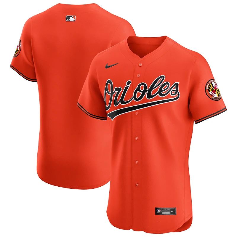 Maillot Nike Orange Baltimore Orioles Alternate Vapor Premier Elite Patch pour homme