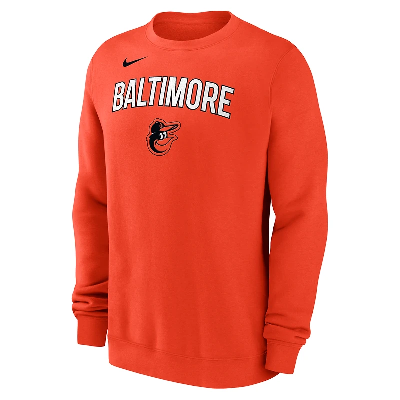 Sweat-shirt Nike orange Baltimore Orioles pour homme