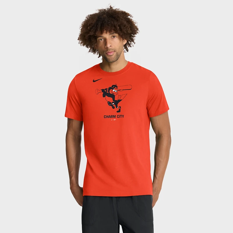 T-shirt Nike orange Baltimore Orioles pour homme, en mélange de trois matières, avec logo.