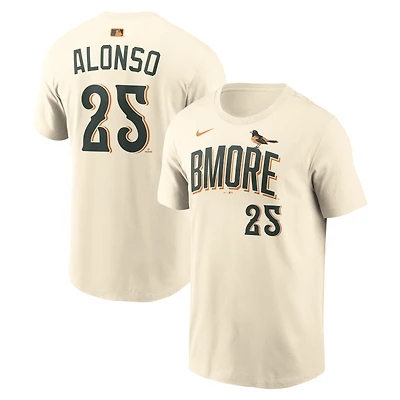T-shirt Nike Pete Alonso crème Baltimore Orioles 2026 City Connect avec nom et numéro pour homme