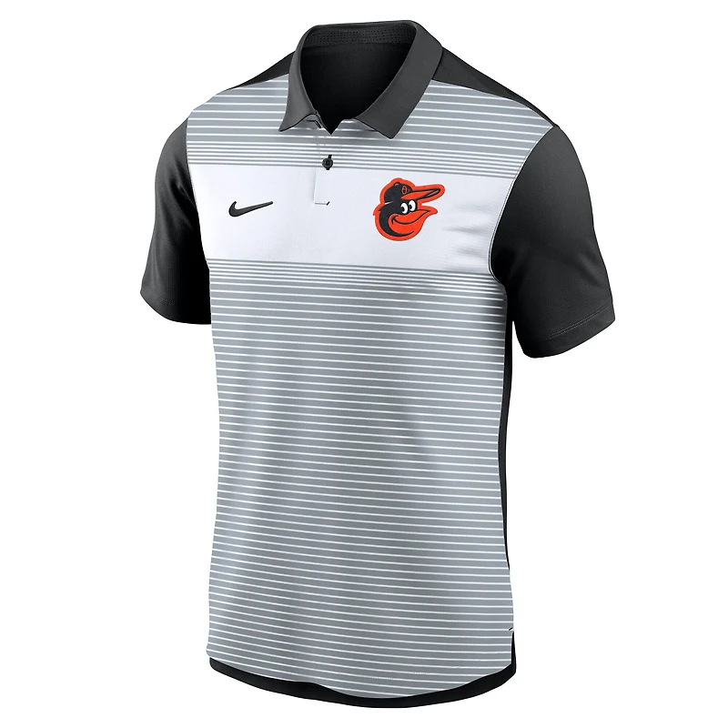 Polo Nike Dri-FIT à rayures pour homme, blanc/noir, Baltimore Orioles Vapor