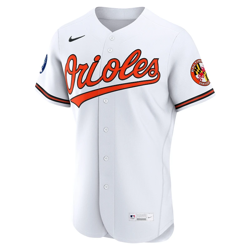 Men's Nike White Baltimore Orioles Home Sponsor Patch Authentic Jersey