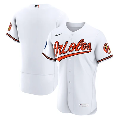 Maillot authentique domicile Nike Orioles de Baltimore blanc pour homme avec écusson du sponsor
