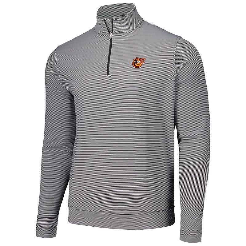 Men's Peter Millar Black Baltimore Orioles Perth Sugar Stripe Performance Quarter-Zip Top