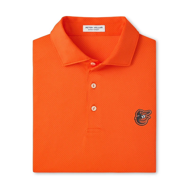 Polo de performance Peter Millar Hugo orange Baltimore Orioles pour homme