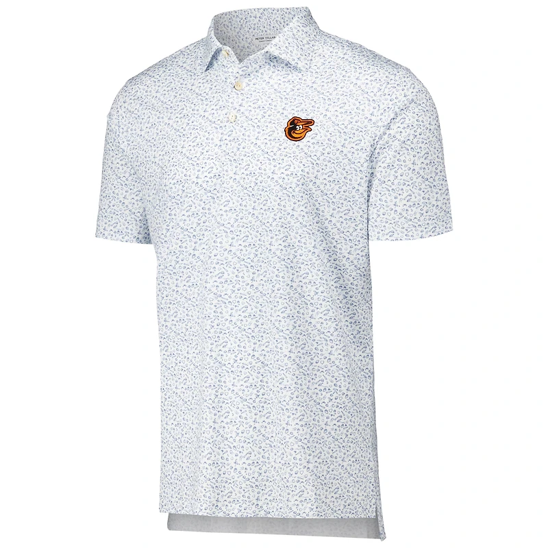 Men's Peter Millar White Baltimore Orioles Batter Up Performance Jersey Polo