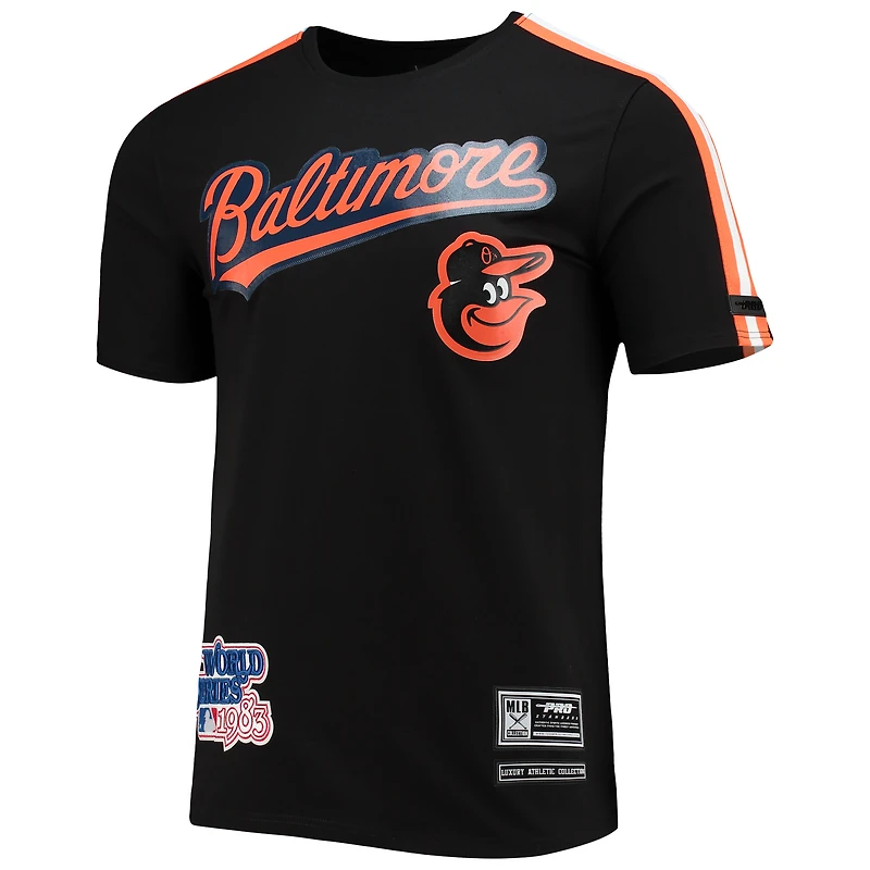 T-shirt à bandes Pro Standard noir/Baltimore Orioles pour homme
