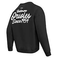 Men's Pro Standard Black Baltimore Orioles Paint The City Dropped Shoulder Pullover Sweatshirt