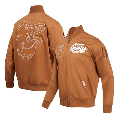 Men's Pro Standard Brown Baltimore Orioles Paint The City Twill Full-Zip Jacket