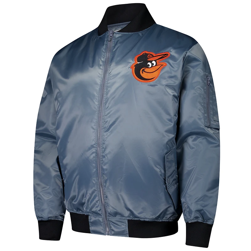Blouson aviateur entièrement zippé Baltimore Orioles anthracite pour homme