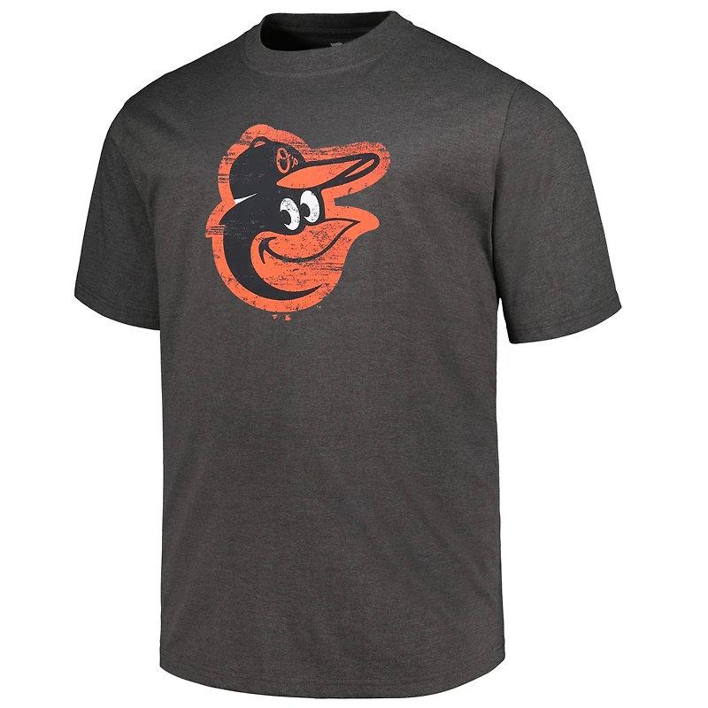 Profil pour hommes Heather Black Baltimore Orioles Big & Tall T-shirt avec logo vieilli
