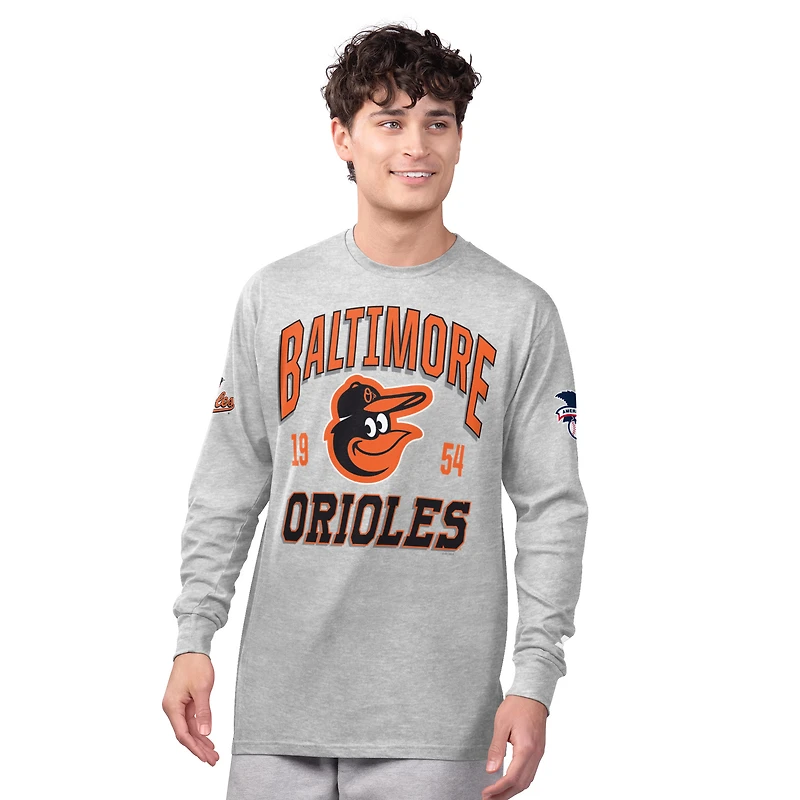 Men's Starter  Heather Gray/Orange Baltimore Orioles Two-Pack Long Sleeve & Short T-Shirt Set
