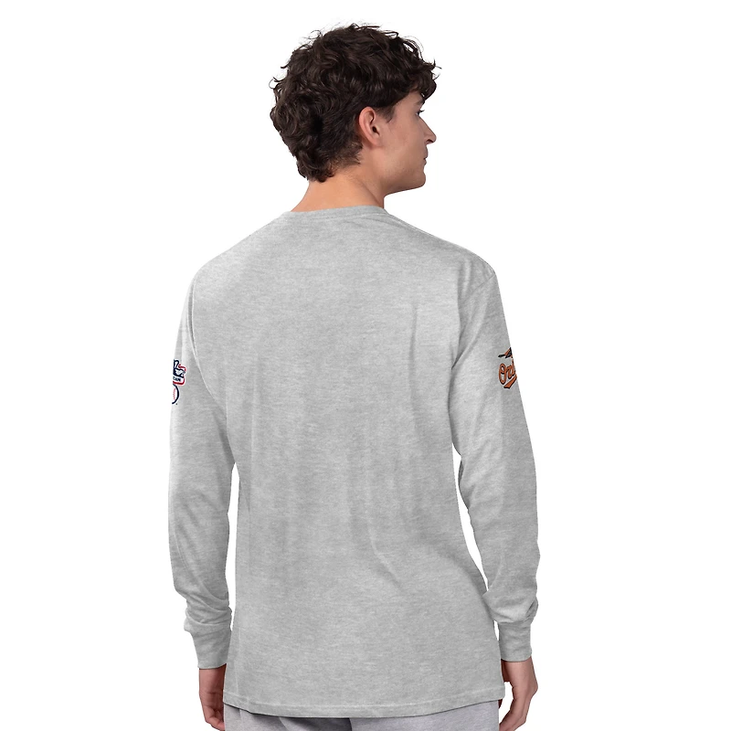 Men's Starter Heather Gray/Orange Baltimore Orioles Two-Pack Long Sleeve & Short T-Shirt Set