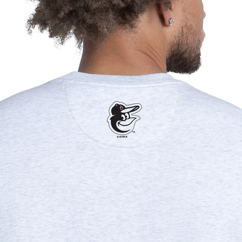 Men's Starter Heather Gray Baltimore Orioles Face of Ice Blue French Terry Sweatshirt
