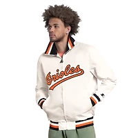 Veste universitaire zippée Starter blanche pour homme, Baltimore Orioles, logo Captain Cooperstown