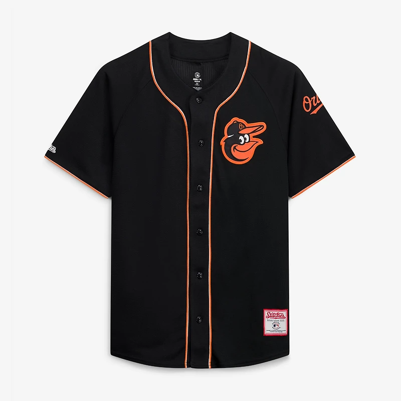 Maillot de mode pour homme Stitches Black Baltimore Orioles, couleur l'équipe, entièrement boutonné