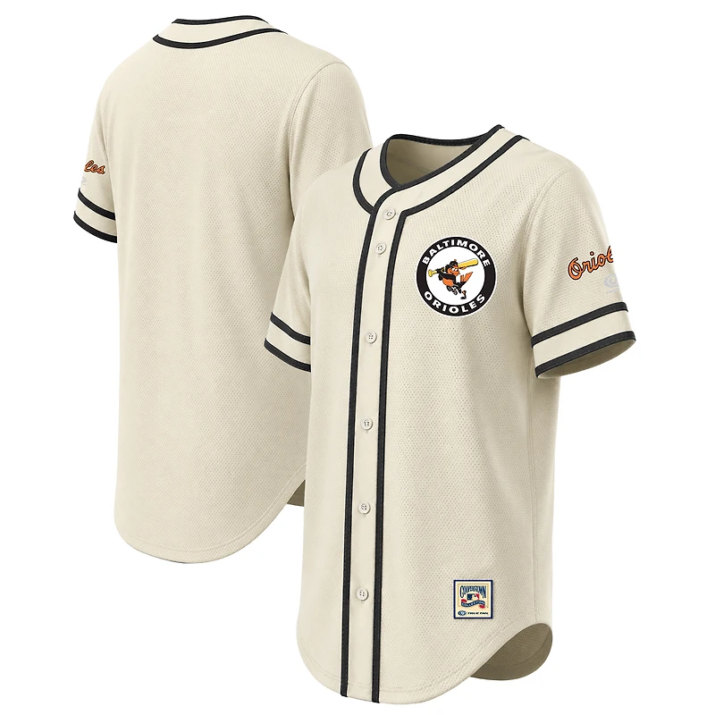 Maillot rétro des Orioles de Baltimore pour homme, style naturel, avec coutures apparentes.