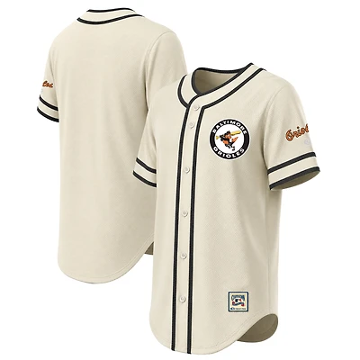 Maillot rétro des Orioles de Baltimore pour homme, style naturel, avec coutures apparentes.