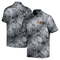 Men's Tommy Bahama Black Baltimore Orioles Coast Luminescent Fronds IslandZone Button-Up Camp Shirt