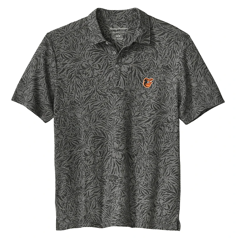 Polo Tommy Bahama IslandZone noir Baltimore Orioles Wild Hibiscus Tri-Blend pour homme