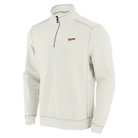 Men's Tommy Bahama Cream Baltimore Orioles Sport Tobago Bay Tri-Blend Half-Zip Sweatshirt