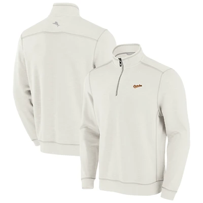 Men's Tommy Bahama Cream Baltimore Orioles Sport Tobago Bay Tri-Blend Half-Zip Sweatshirt
