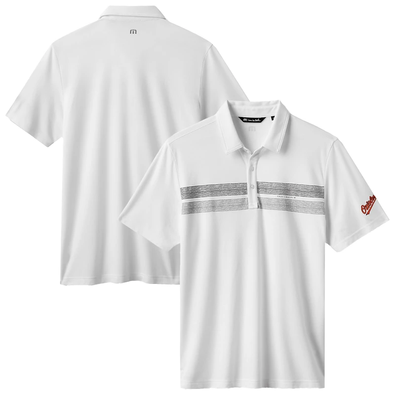 Polo tri-blend blanc TravisMathew pour homme, équipe des Baltimore Orioles