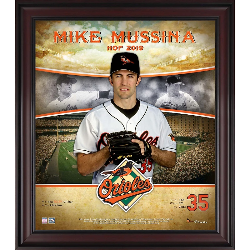 Profil de carrière encadré de Mike Mussina Baltimore Orioles 15" x 17" Hall of Fame