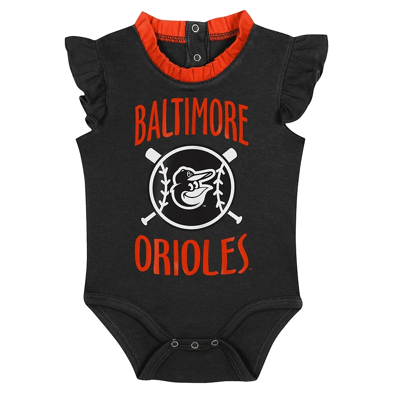Ensemble de deux bodys fan Fanatics pour nouveau-nés et nourrissons, noir/gris, Baltimore Orioles