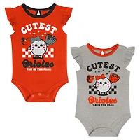 Newborn  Baltimore Orioles Cutie Ball Two-Pack Bodysuit Set