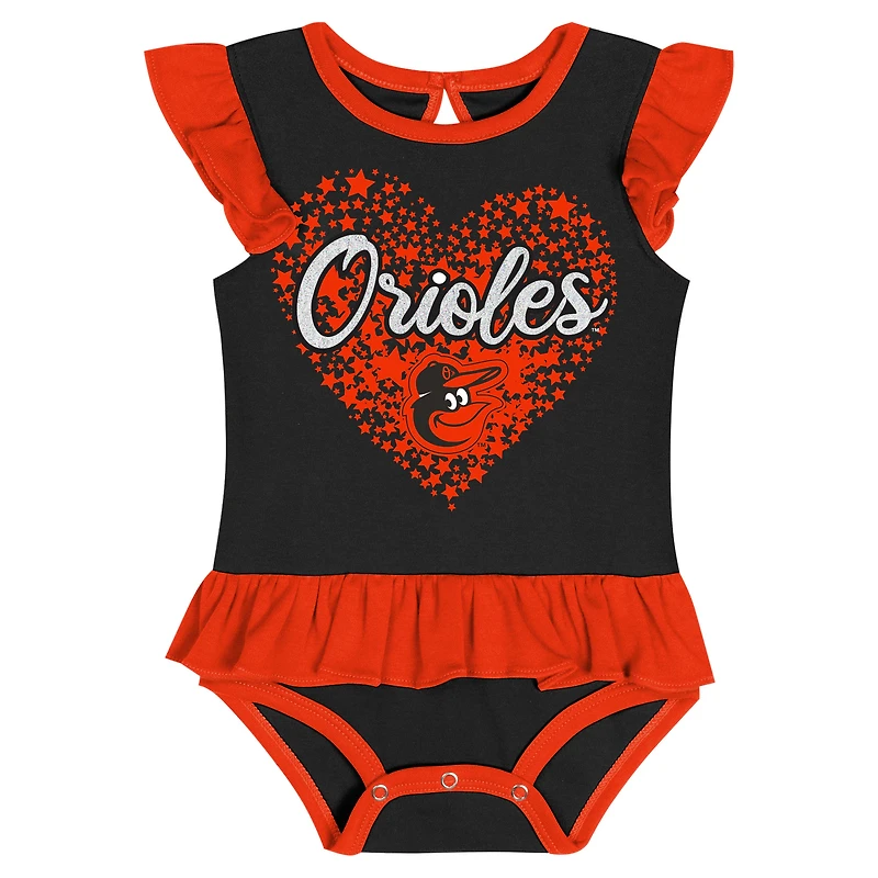 Ensemble body, bavoir et chaussons pour nouveau-né noir des Baltimore Orioles