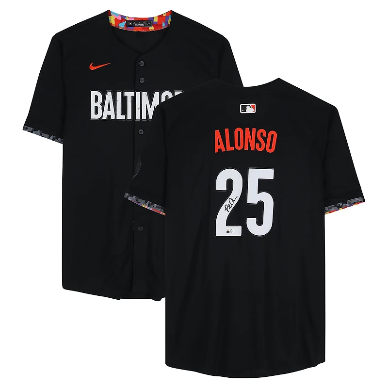 Maillot Nike City Connect Limited noir autographié par Pete Alonso des Orioles de Baltimore