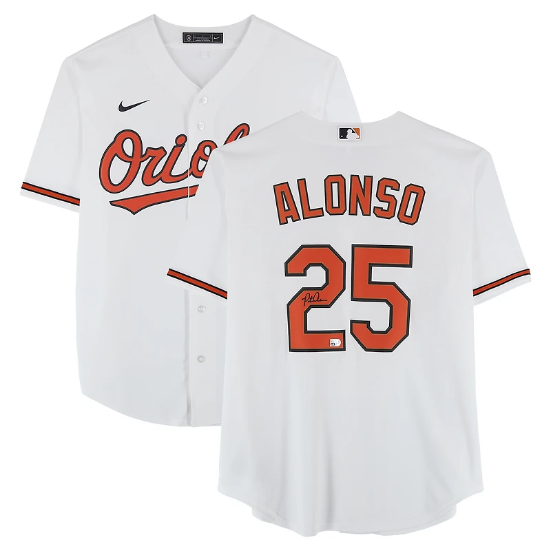 Maillot réplique blanc Nike autographié de Pete Alonso, des Orioles de Baltimore