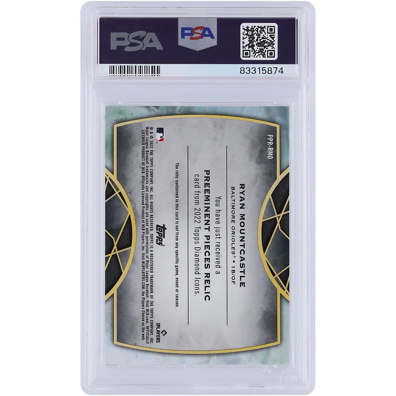 Ryan Mountcastle Baltimore Orioles 2022 Topps Diamond Icons Game Used Cleat Relic #PPR-RMO #8/10 PSA Authenticated 8 Card
