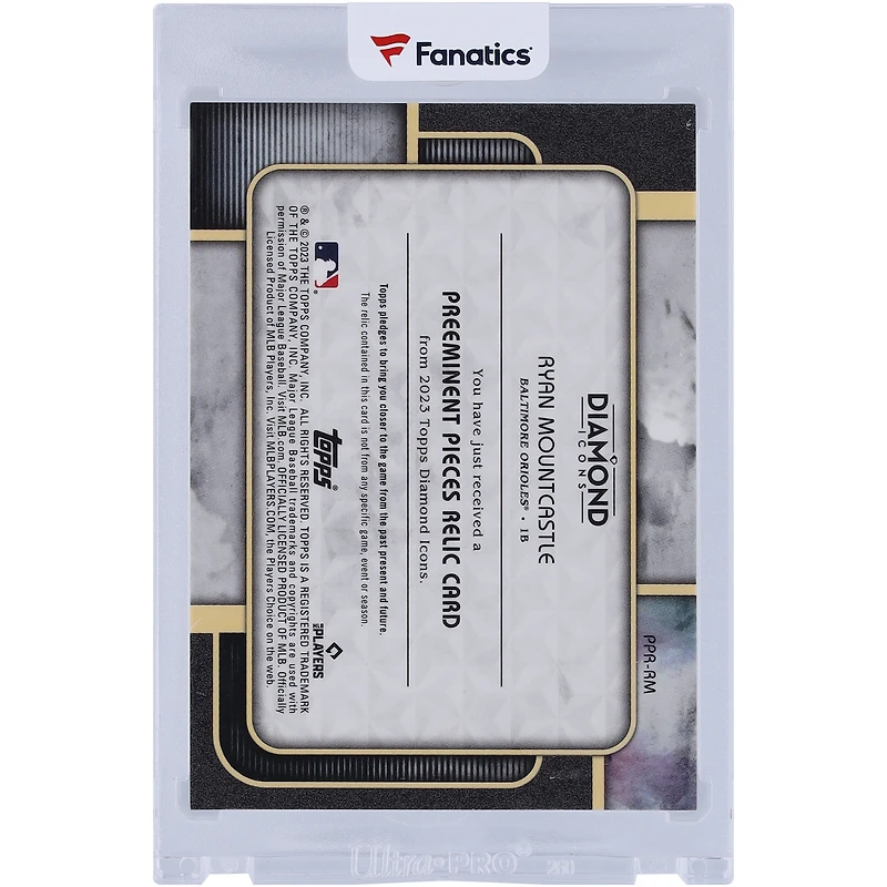 Carte de relique de crampons utilisée dans le jeu Topps Diamond Icons 2023 de Ryan Mountcastle Baltimore Orioles #PPR-RMO #9/10