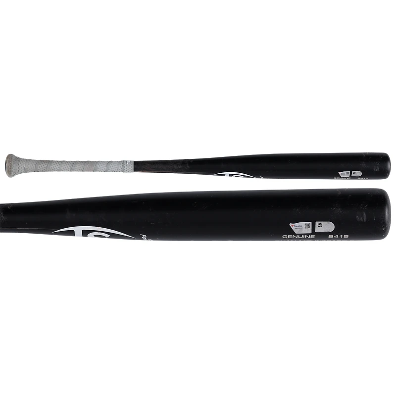 Batte dédicacée par Ryan Mountcastle des Baltimore Orioles, Black Louisville Slugger, utilisée lors du match contre les Texas Rangers le 27 juin 2024, avec l'inscription « GU 24 »