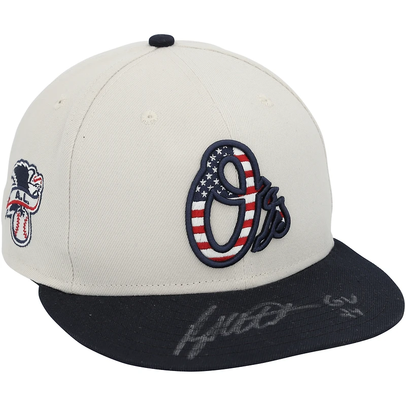 Ryan Mountcastle Baltimore Orioles Autographed Game-Used Tan New Era Cap from the 2024 MLB Season with "GU 24" Inscription