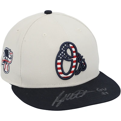 Ryan Mountcastle Baltimore Orioles Autographed Game-Used Tan New Era Cap from the 2024 MLB Season with "GU 24" Inscription