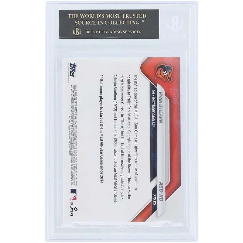Ryan O'Hearn, Orioles de Baltimore, sélection pour le match des étoiles de la MLB 2025 (Topps Now), AL Black Label #ASG-RO, authentifiée BGS, note : 10/10/10/10