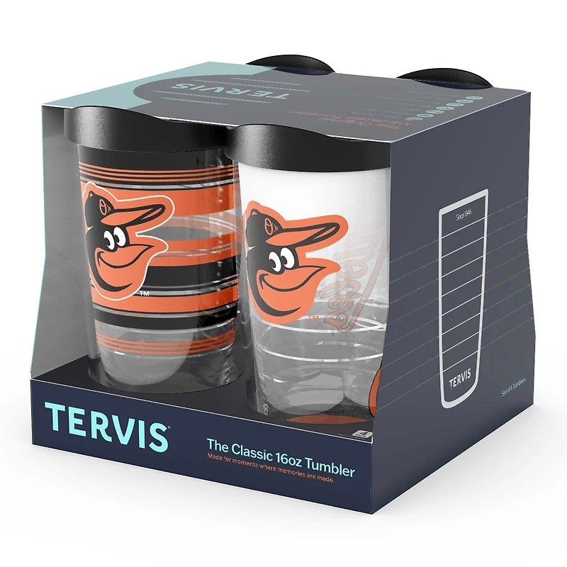 Tervis Baltimore Orioles paquet de quatre 16oz. Ensemble de gobelets classiques