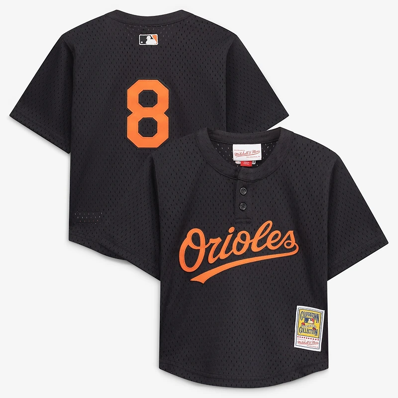 Maillot d'entraînement de frappeur rétro en maille noire Mitchell & Ness Cal Ripken Jr. pour tout-petit, modèle des Orioles Baltimore
