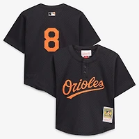 Maillot d'entraînement de frappeur rétro en maille noire Mitchell & Ness Cal Ripken Jr. pour tout-petit, modèle des Orioles Baltimore