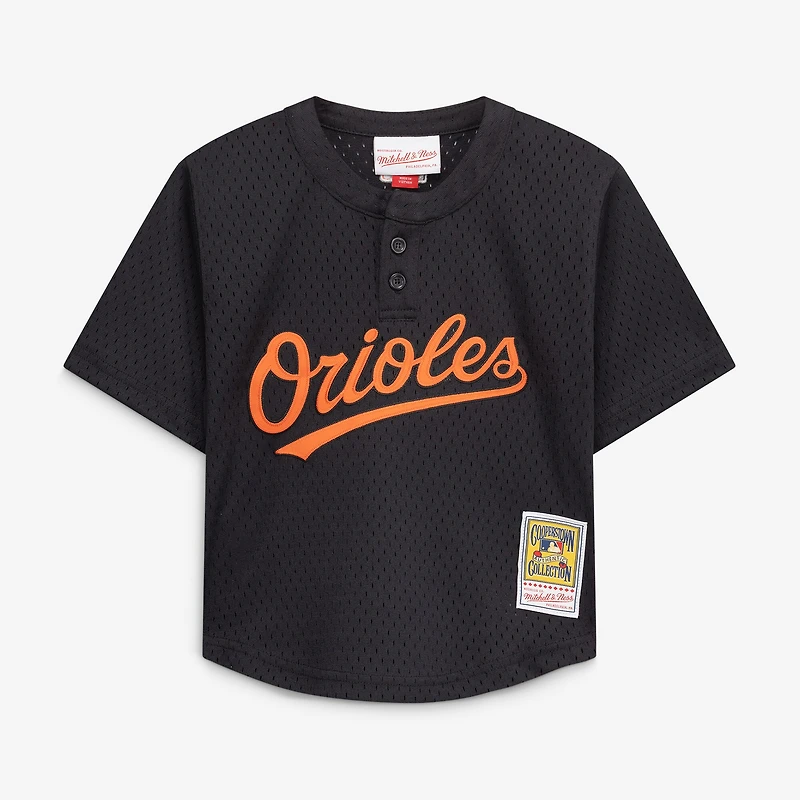 Maillot d'entraînement de frappeur rétro en maille noire Mitchell & Ness Cal Ripken Jr. pour tout-petit, modèle des Orioles Baltimore