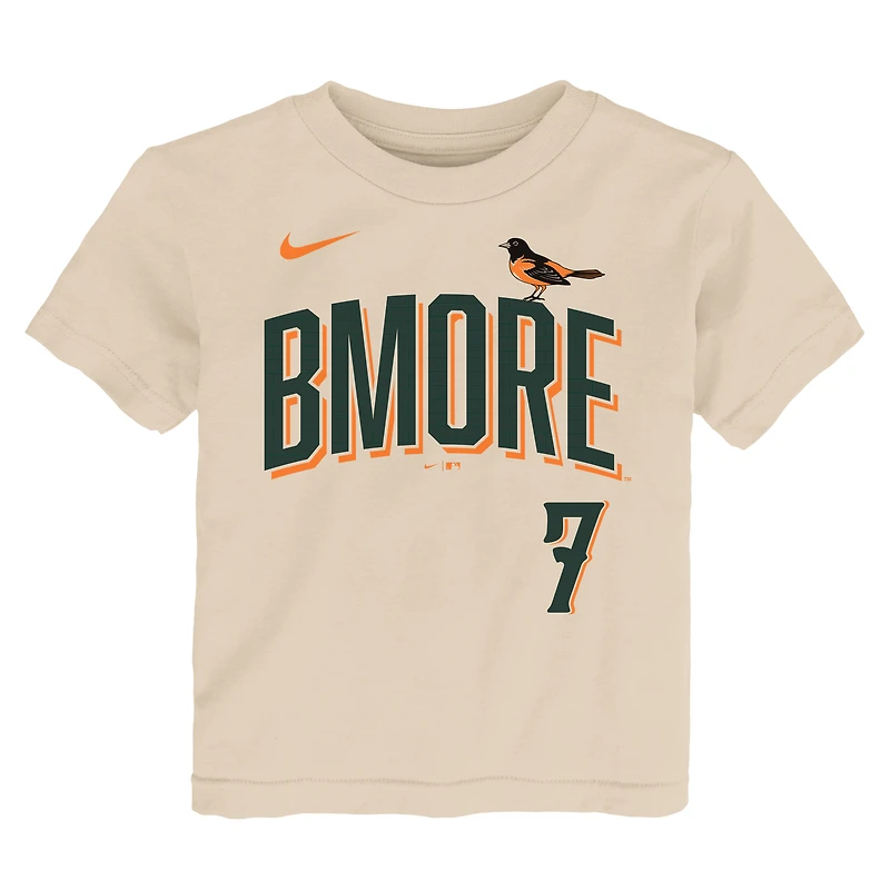 Toddler Nike Jackson Holliday Cream Baltimore Orioles 2026 City Connect Name & Number T-Shirt
