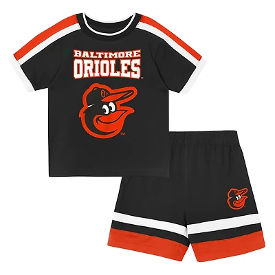 Toddler Outerstuff Black Baltimore Orioles Ground Ball T-Shirt & Shorts Set