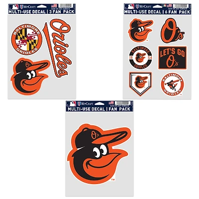 Lot de trois autocollants pour supporters des Orioles de Baltimore de WinCraft