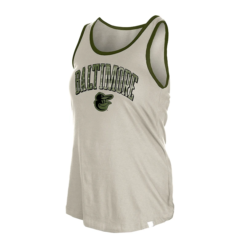 Women's New Era  Cream Baltimore Orioles Armed Forces Tank Top